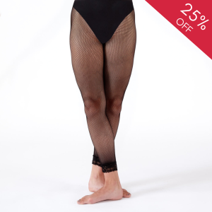Intermediate Footless Fishnets With Lace Trim