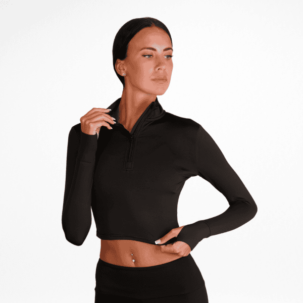 Long Sleeve 1/2 Zip Crop Top