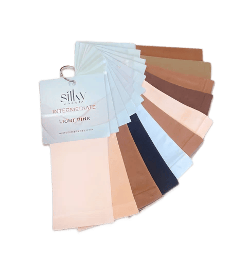 Silky Dance tights colour swatches in a range of skin tones