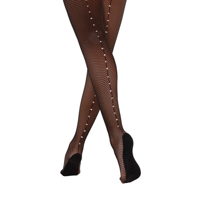 Professional Backseam Fishnet Dance Tights with Diamante