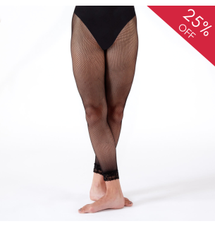Footless Fishnets With Lace Trim
