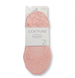 COUTURE LACE FOOTLETS SOCKS PAST PINK 2PP