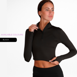 Long Sleeve 1/2 Zip Crop Top