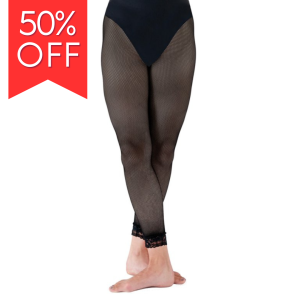 Intermediate Footless Fishnets With Lace Trim