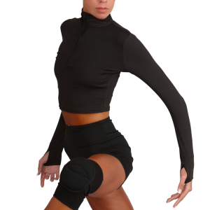 Long Sleeve 1/2 Zip Crop Top