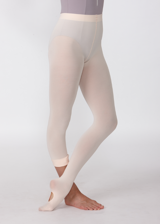 Dancer wearing pink convertible ballet tights