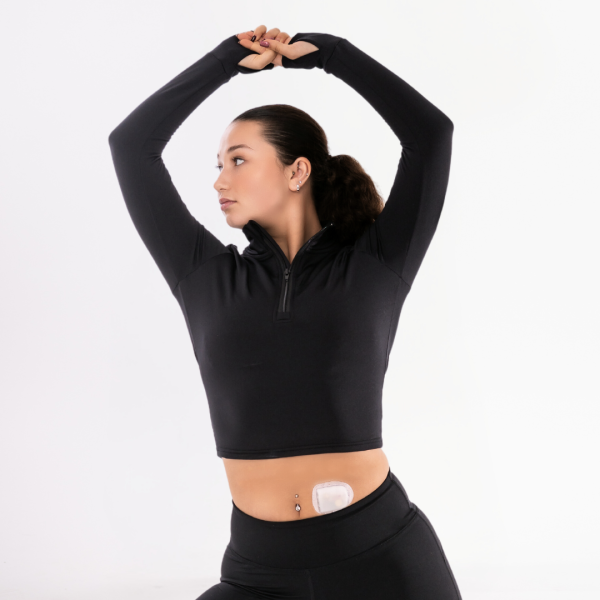 Long Sleeve 1/2 Zip Crop Top
