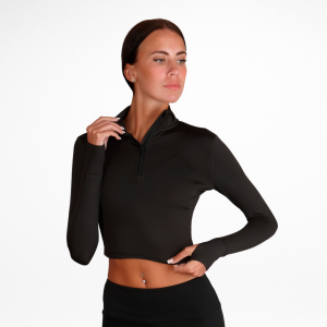 Long Sleeve 1/2 Zip Crop Top