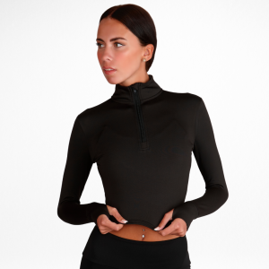 Long Sleeve 1/2 Zip Crop Top