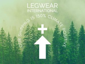 Legwear International shipping internationally at 150% Climate Positive.